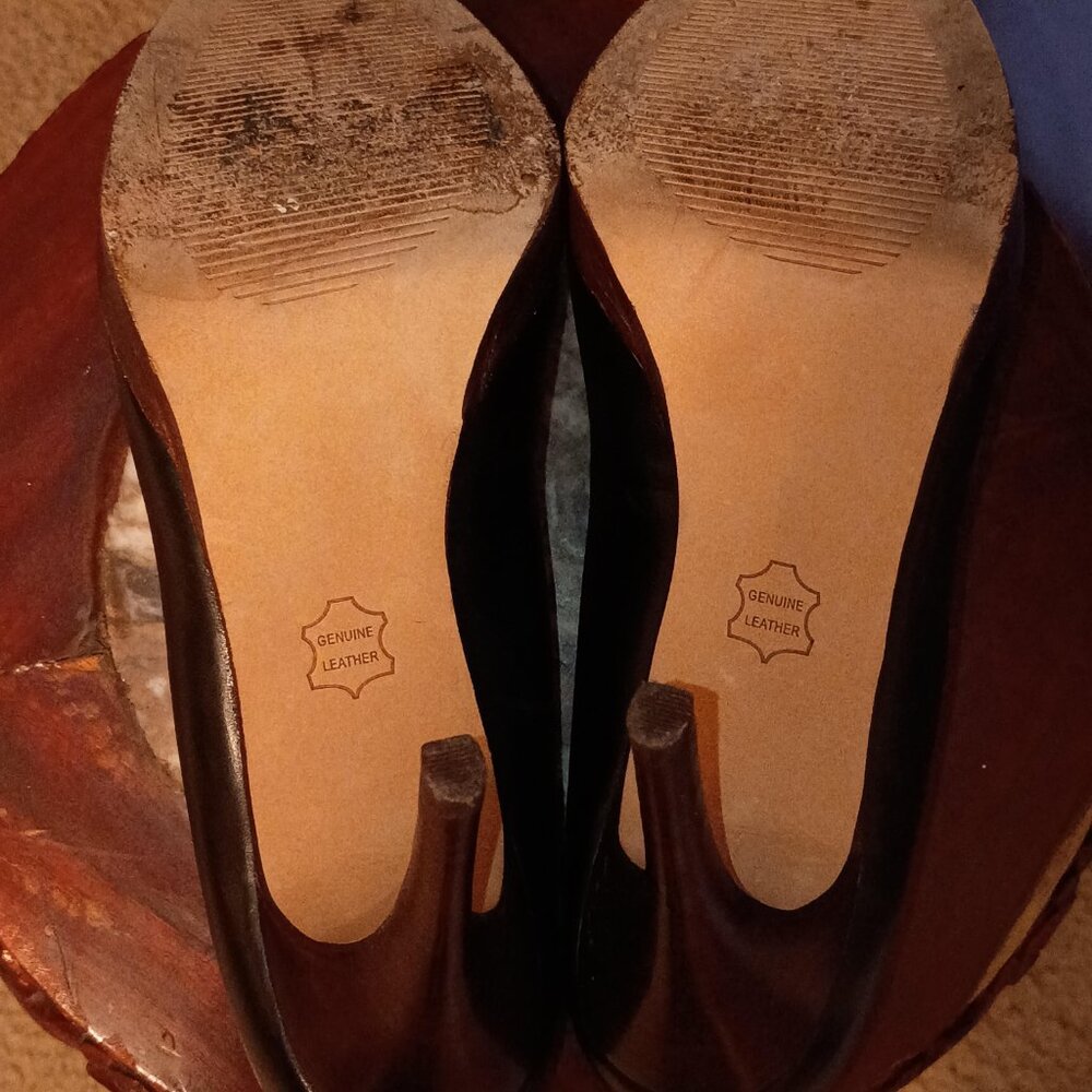 Steve Madden Risque Brown Leather Women's Platform Heels Size 7M 4" Heel - Picture 8 of 9